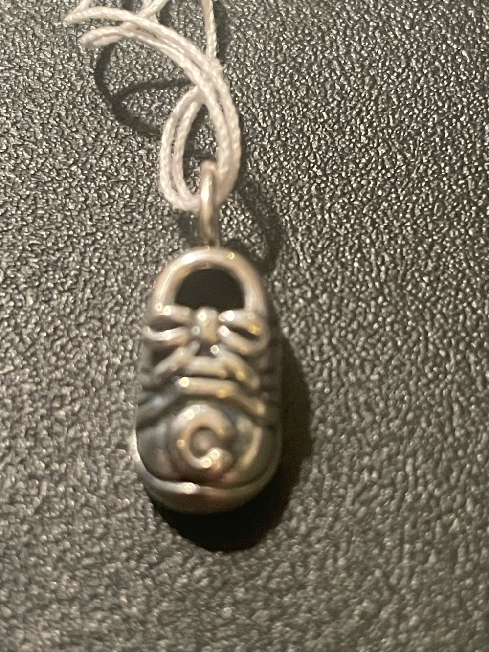 Sterling Silver Baby Shoe Charm Pendant Letter C on Toe- Silver